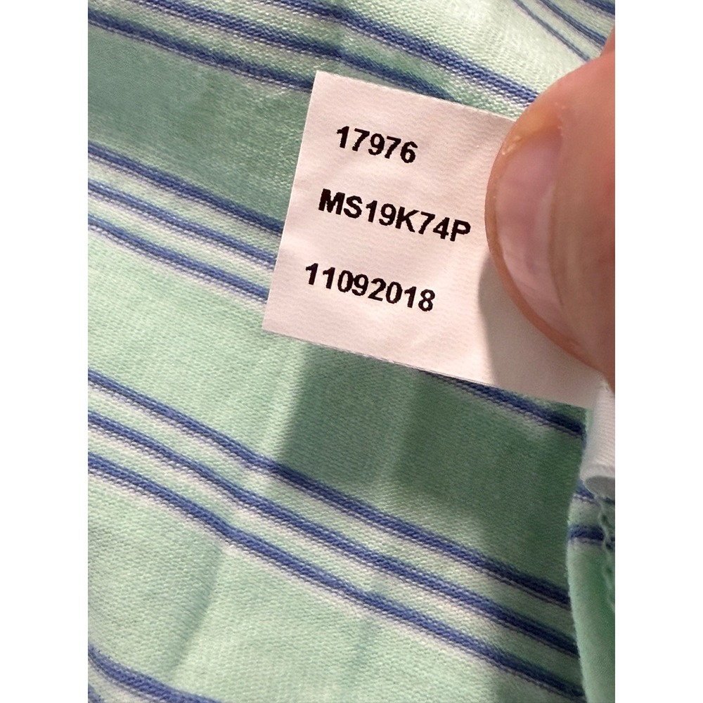 Peter Millar Mens Seaside Wash Pocket Polo Shirt XXL Green Blue Stripe MS19K74P - Picture 4 of 6